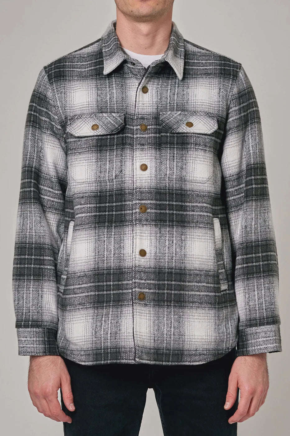 Men At Work Check Shacket | Black Check