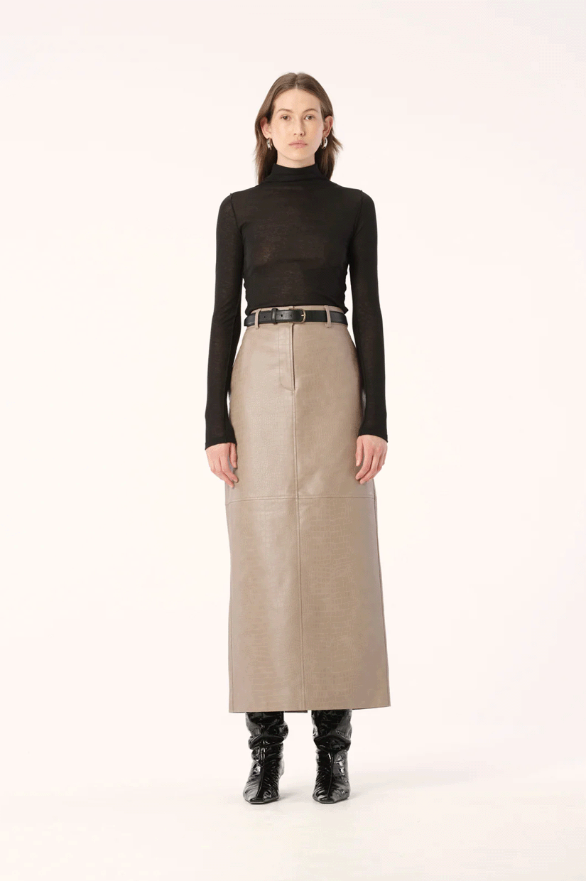 Akari Skirt | Taupe Croc