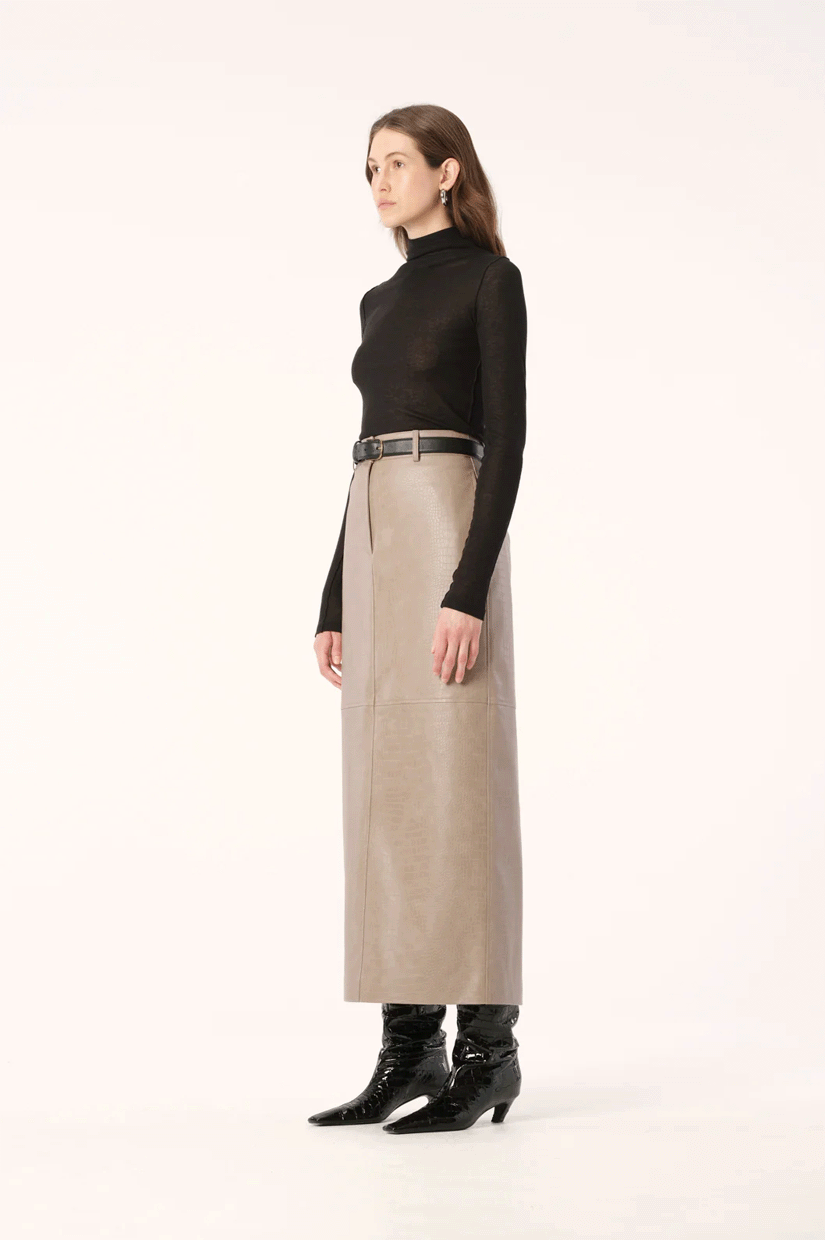 Akari Skirt | Taupe Croc