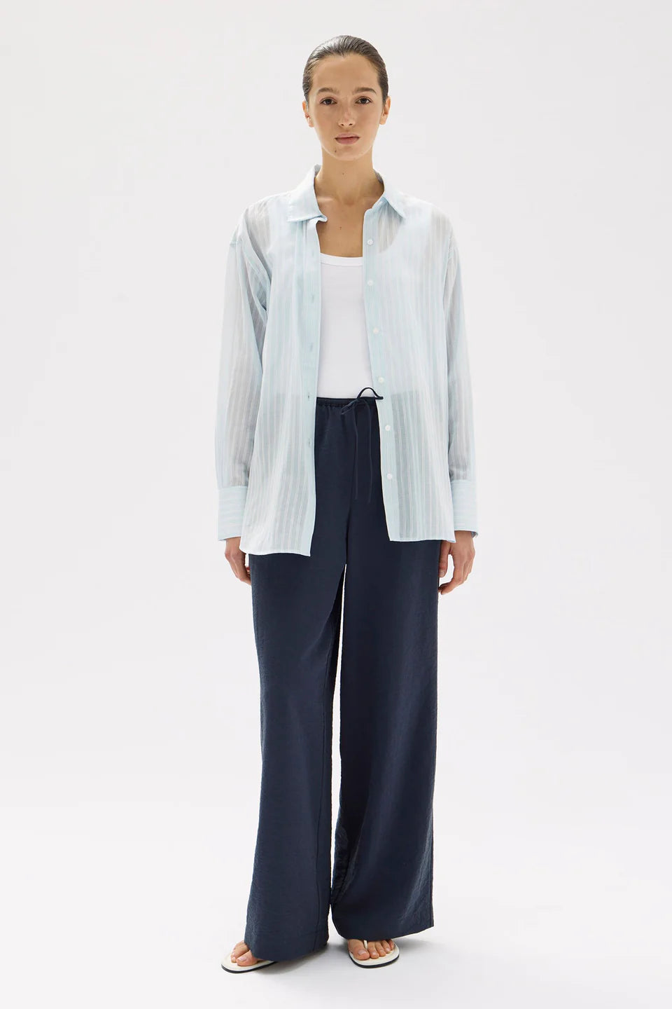 ASSEMBLY LABEL Cammy Stripe Shirt | Blue Haze/White