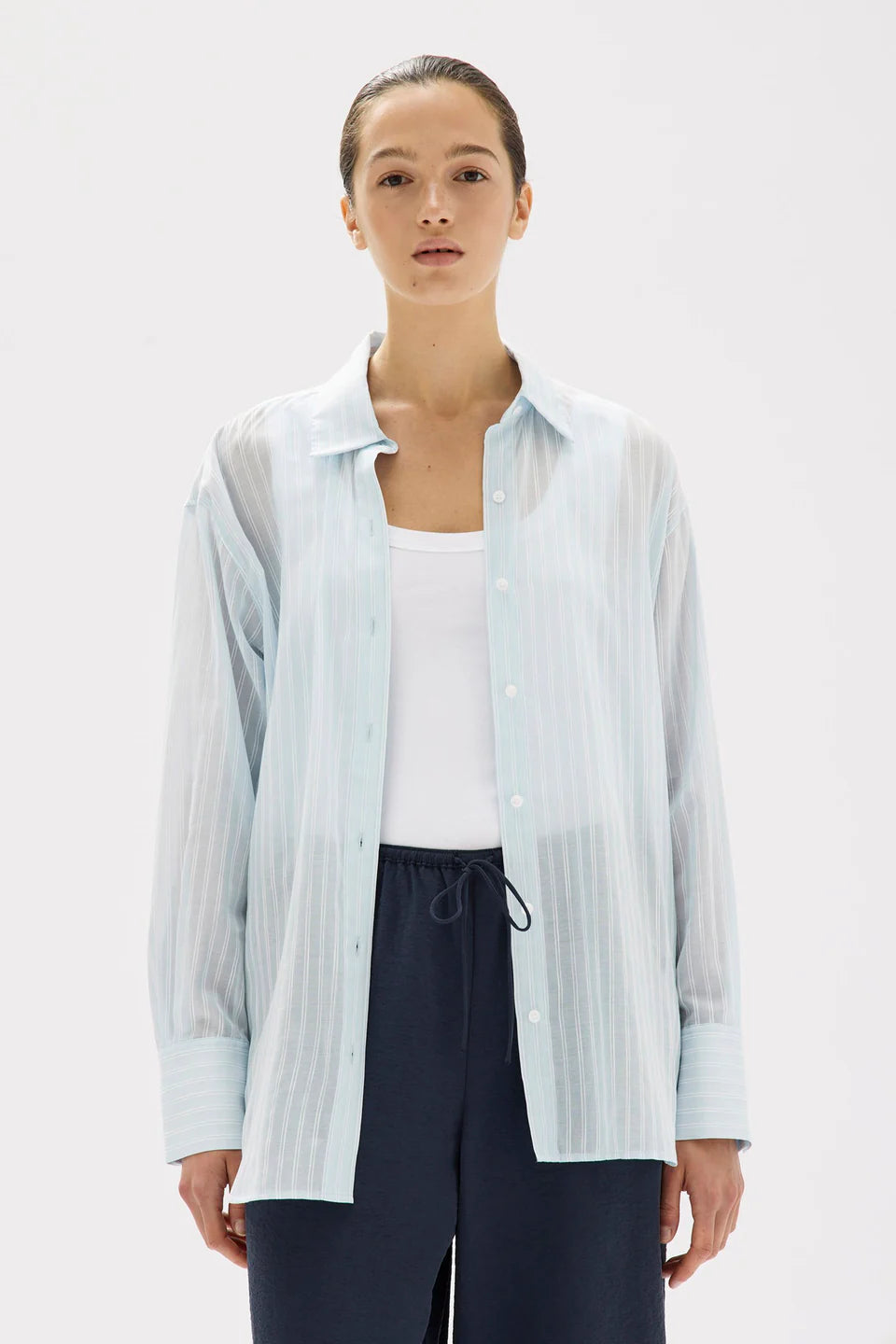 ASSEMBLY LABEL Cammy Stripe Shirt | Blue Haze/White