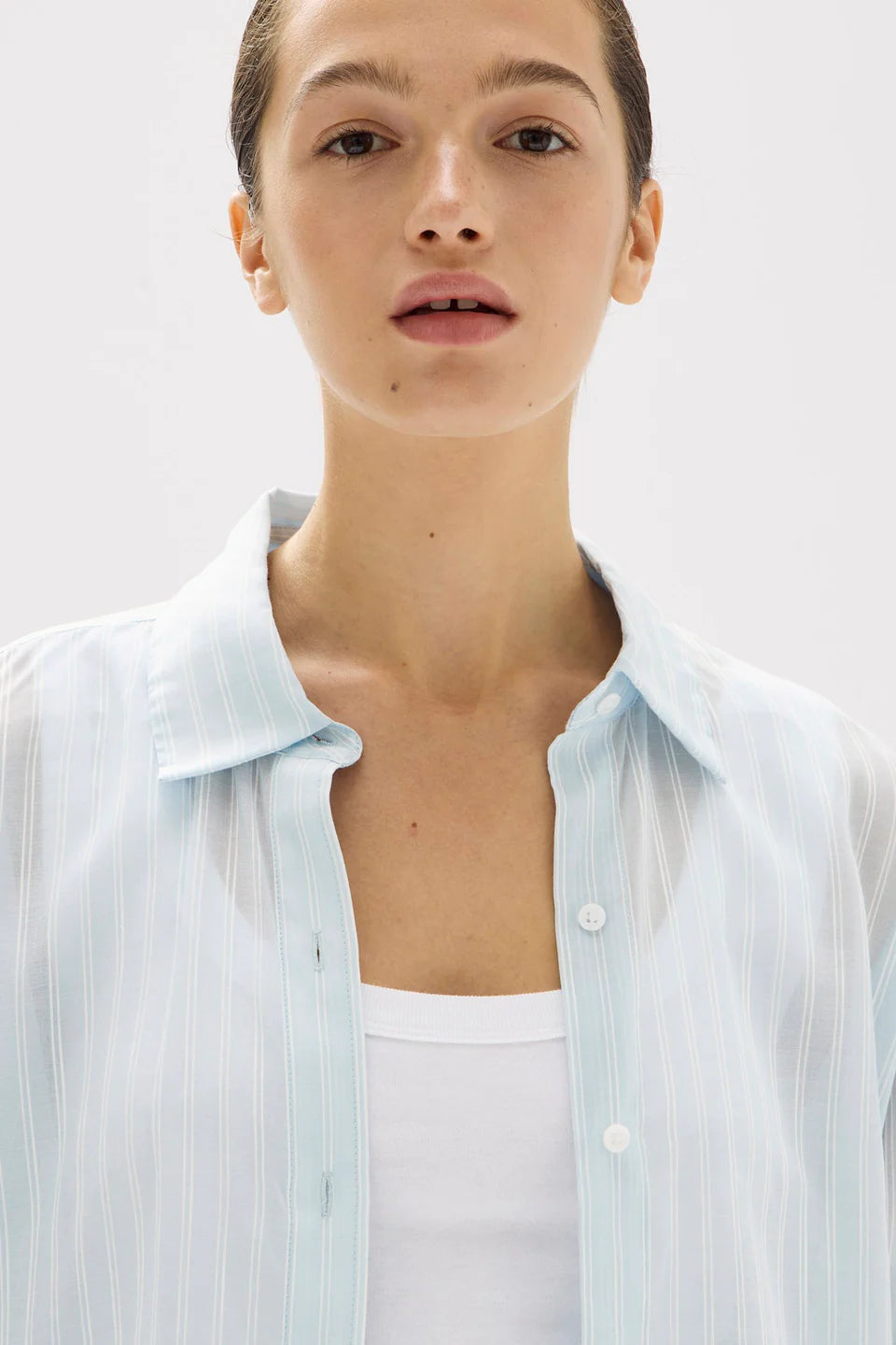 ASSEMBLY LABEL Cammy Stripe Shirt | Blue Haze/White