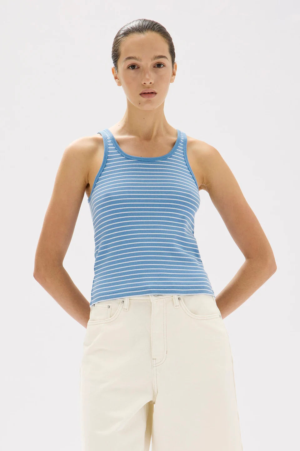 ASSEMBLY LABEL Drew Rib Tank | Bahama/White