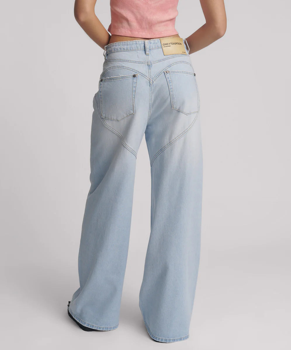 ONE TEASPOON Love Machines Super Wide Leg | Blue Heart