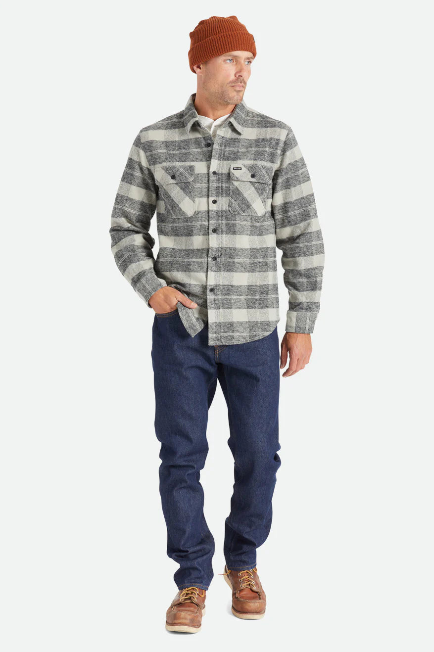 BRIXTON Bowery Heavyweight Flannel | Black/Charcoal