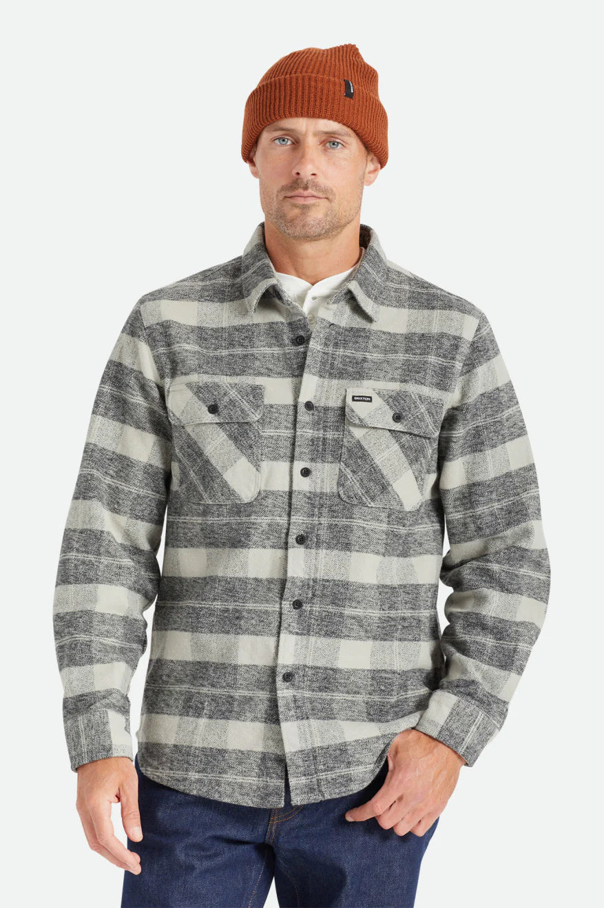 BRIXTON Bowery Heavyweight Flannel | Black/Charcoal