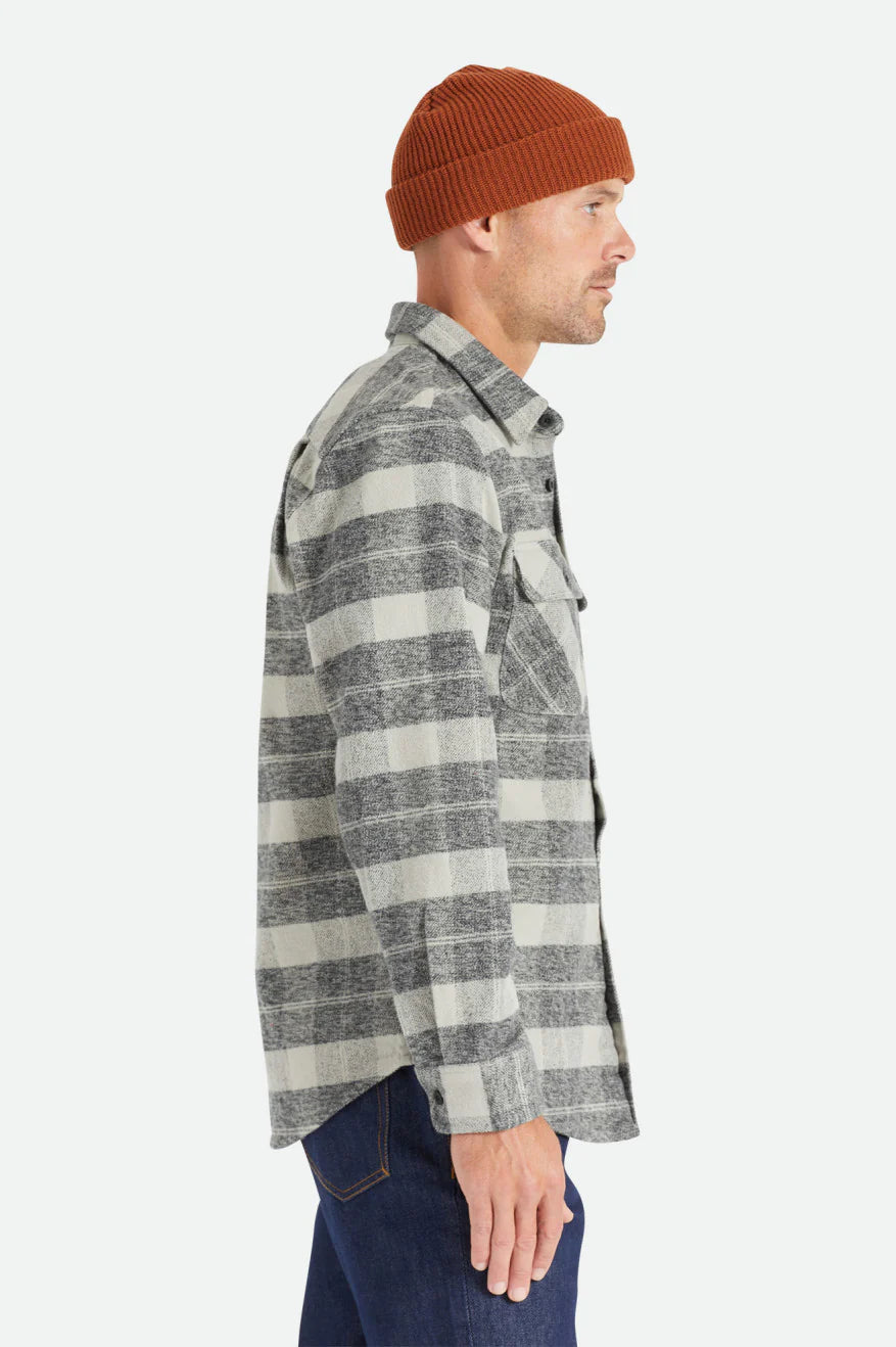 BRIXTON Bowery Heavyweight Flannel | Black/Charcoal