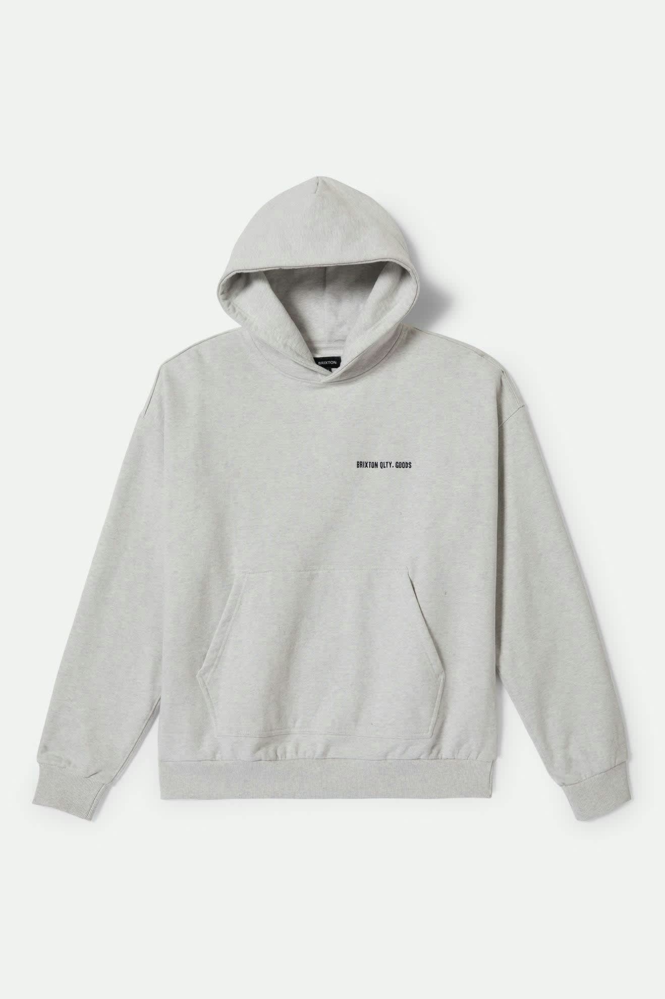 BRIXTON Embroided Heavyweight Oversized Hoodie | Heather Grey Ash