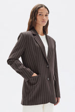 Load image into Gallery viewer, Sofia Wool Pinstripe Jacket | Chestnut Stripe
