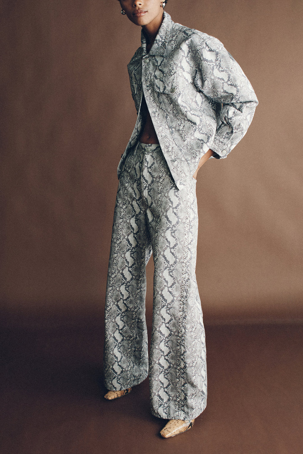 HANSEN & GRETEL Montgomery Studded Jean | Silver Python