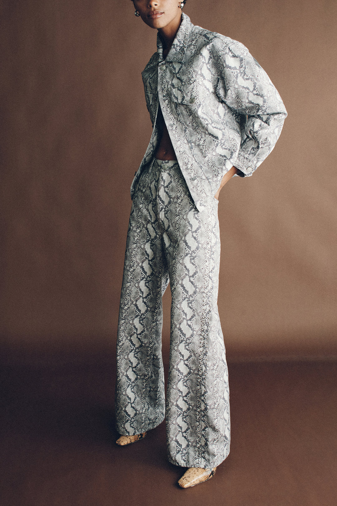 HANSEN & GRETEL Montgomery Studded Jean | Silver Python