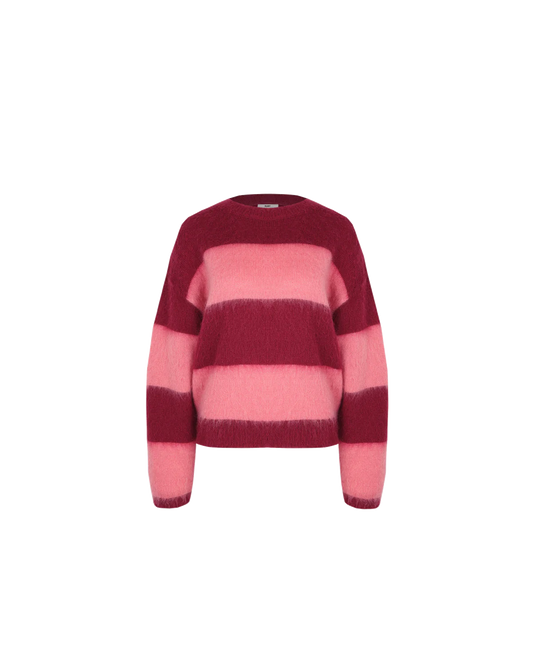 RUBY Velma Sweater | Pink Burgundy Stripe