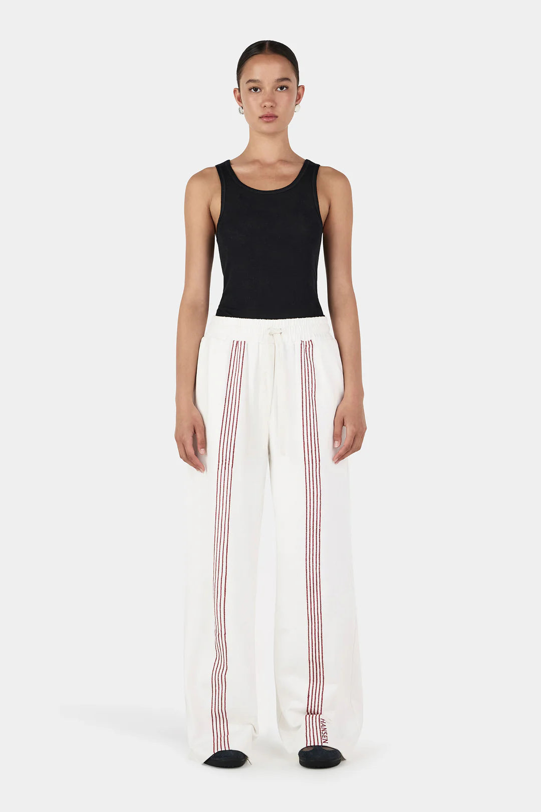 HANSEN & GRETEL Jac Embroidered Track Pant | Cream