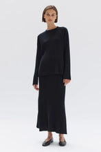 Load image into Gallery viewer, Wool Cashmere Rib Long Sleeve Top | Black
