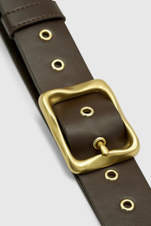 BRIE LEON Everyday Belt | Chocolate/Gold