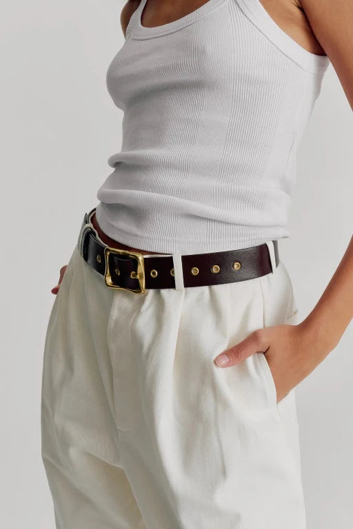 BRIE LEON Everyday Belt | Chocolate/Gold
