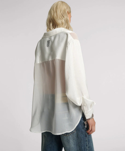 ONE TEASPOON Sheer Tuxedo Shirt | White