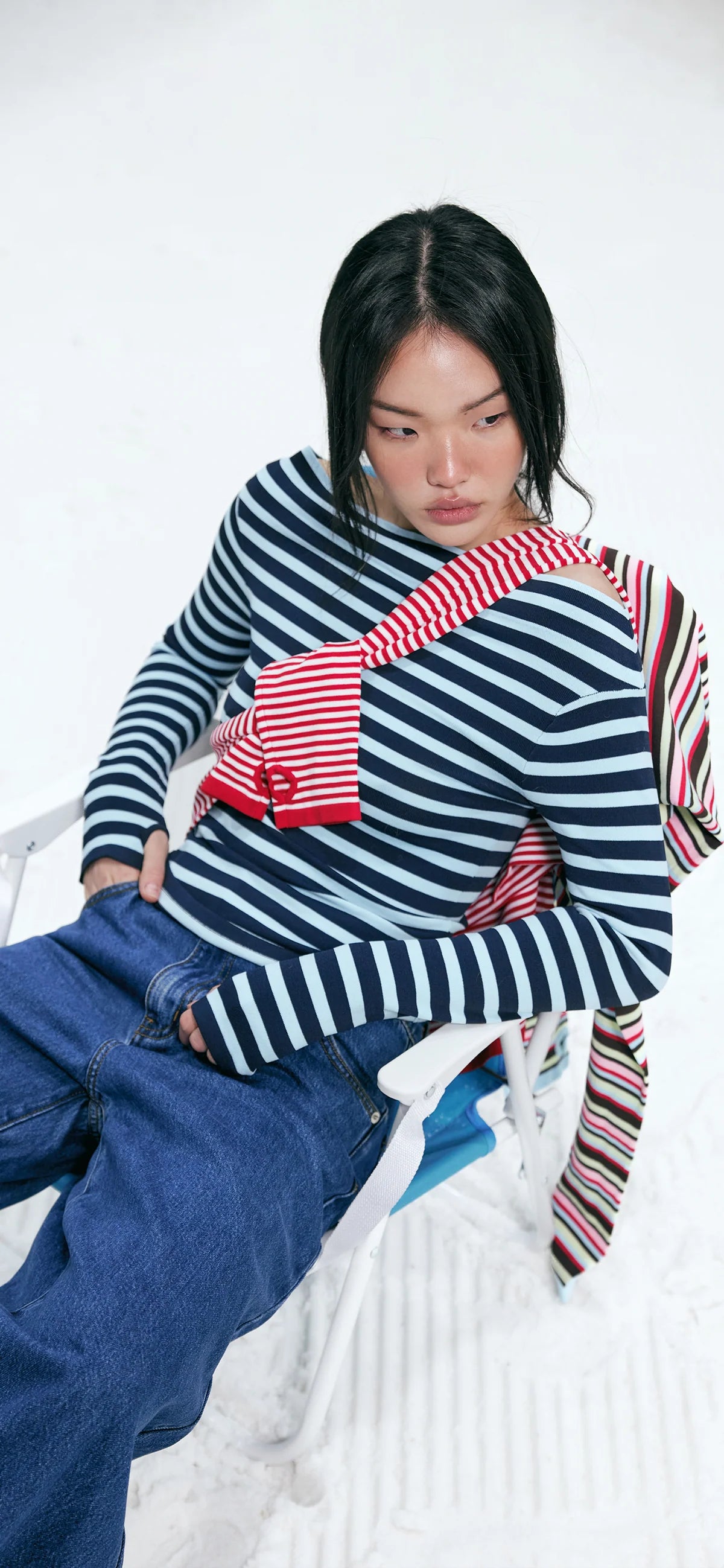 RUBY Emma Knit Long Sleeve | Baby Blue Navy Stripe