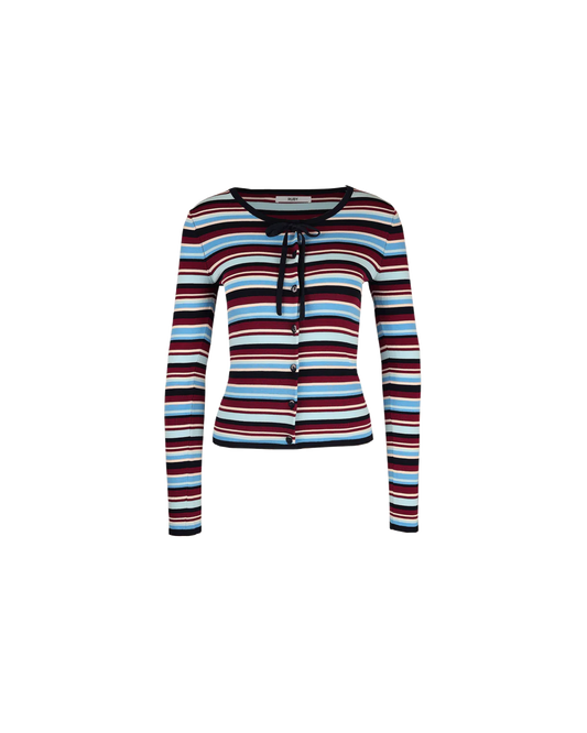 RUBY Emma Cardigan | Burgundy and Blue Knit
