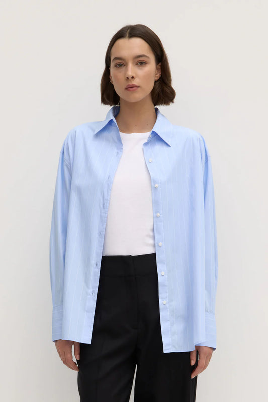 ASSEMBLY LABEL Otis Poplin Stripe Shirt | Bahama/White