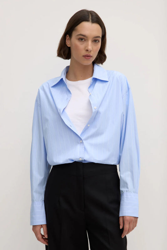 ASSEMBLY LABEL Otis Poplin Stripe Shirt | Bahama/White