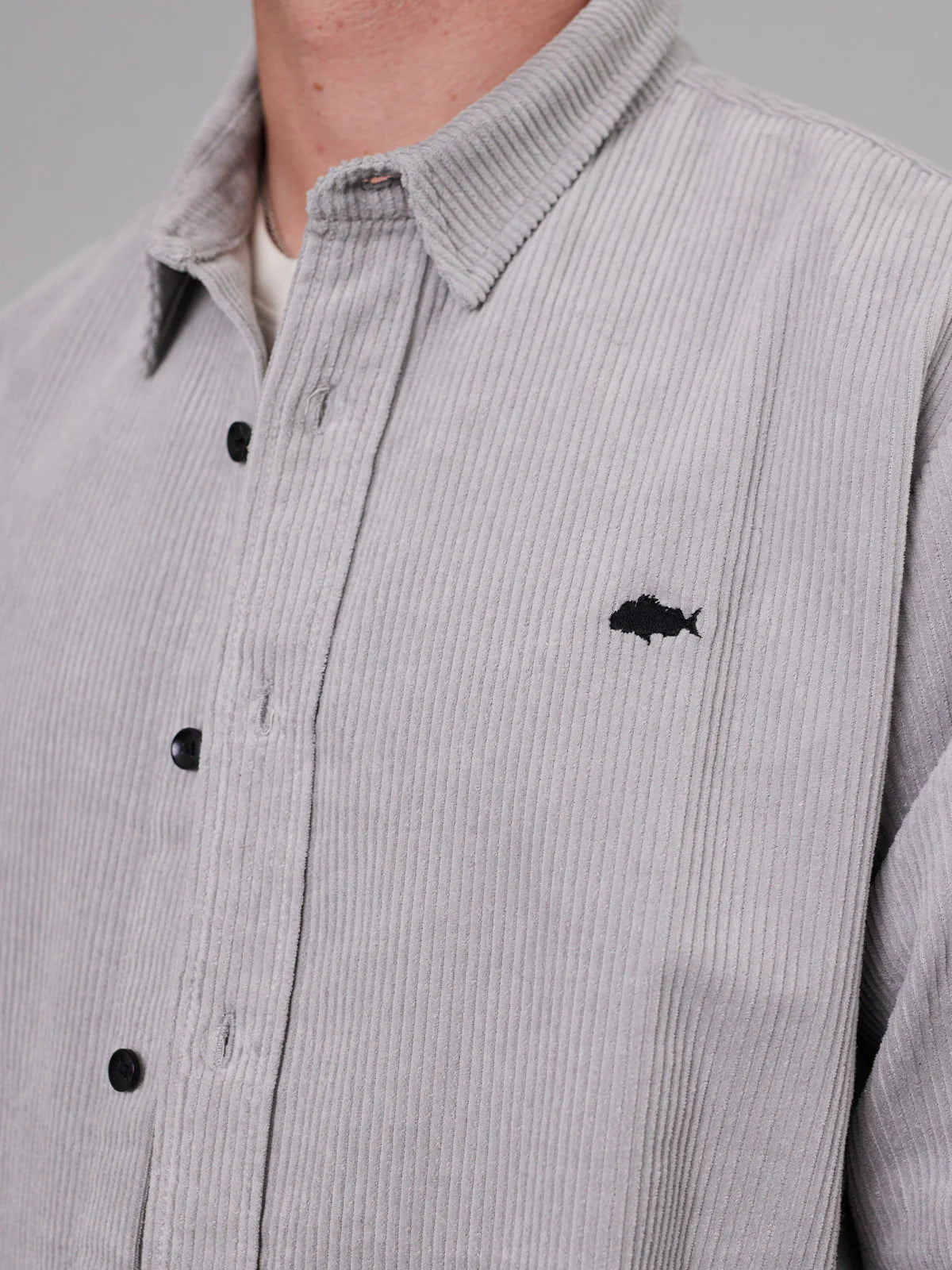 JUST ANOTHER FISHERMAN Boxy Ripple Shirt | Light Grey