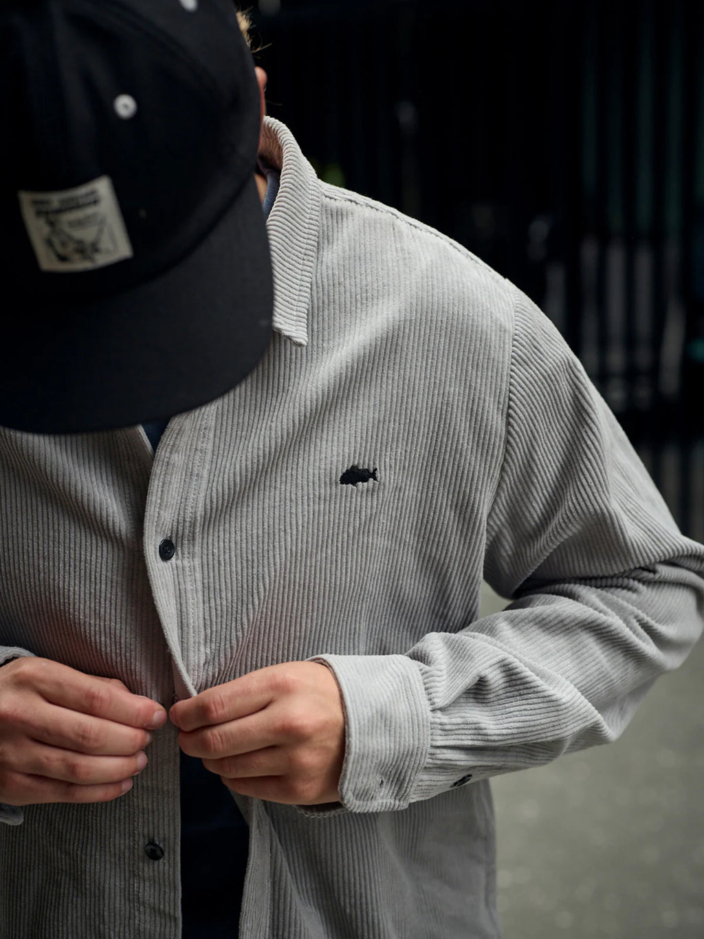 JUST ANOTHER FISHERMAN Boxy Ripple Shirt | Light Grey