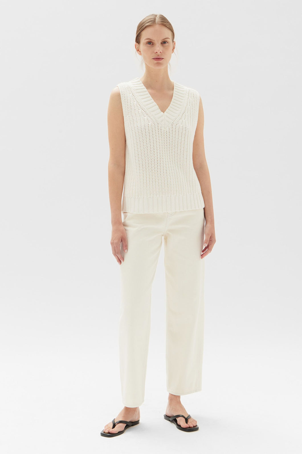 Charlotte Cotton Knit Vest | Cream