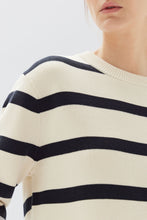 Load image into Gallery viewer, Niam Stripe Cotton Crew | Antique White/Navy
