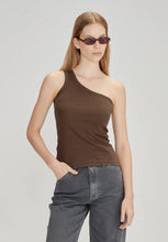 Load image into Gallery viewer, Womens Fine Rib One Shoulder Tank | Cocoa
