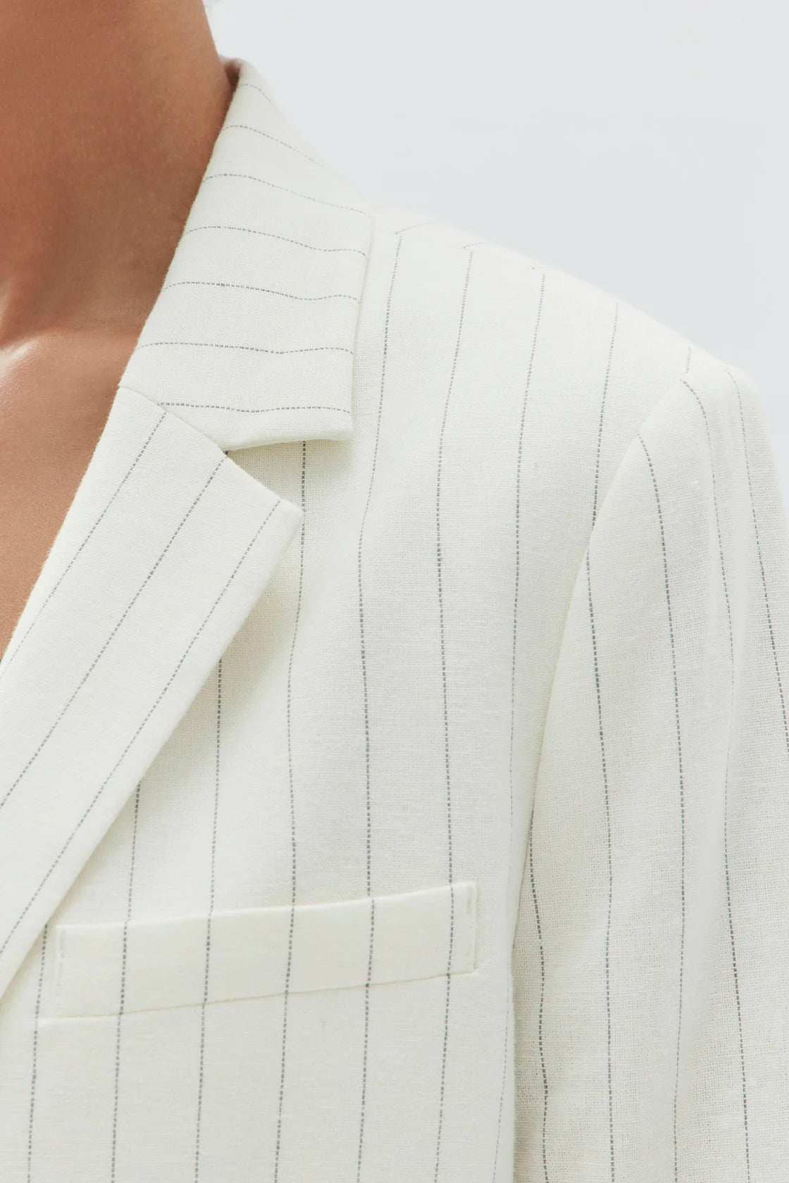 Leila Stripe Linen Jacket | Cream Pinstripe
