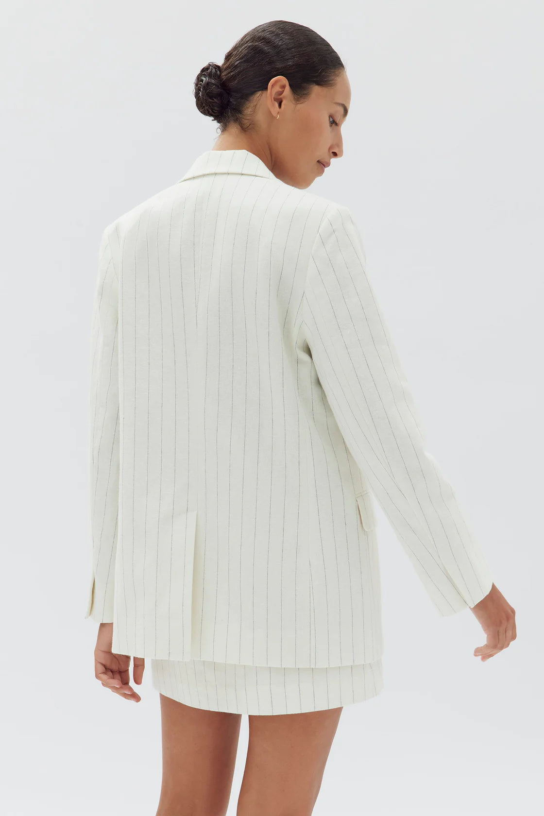 Leila Stripe Linen Jacket | Cream Pinstripe