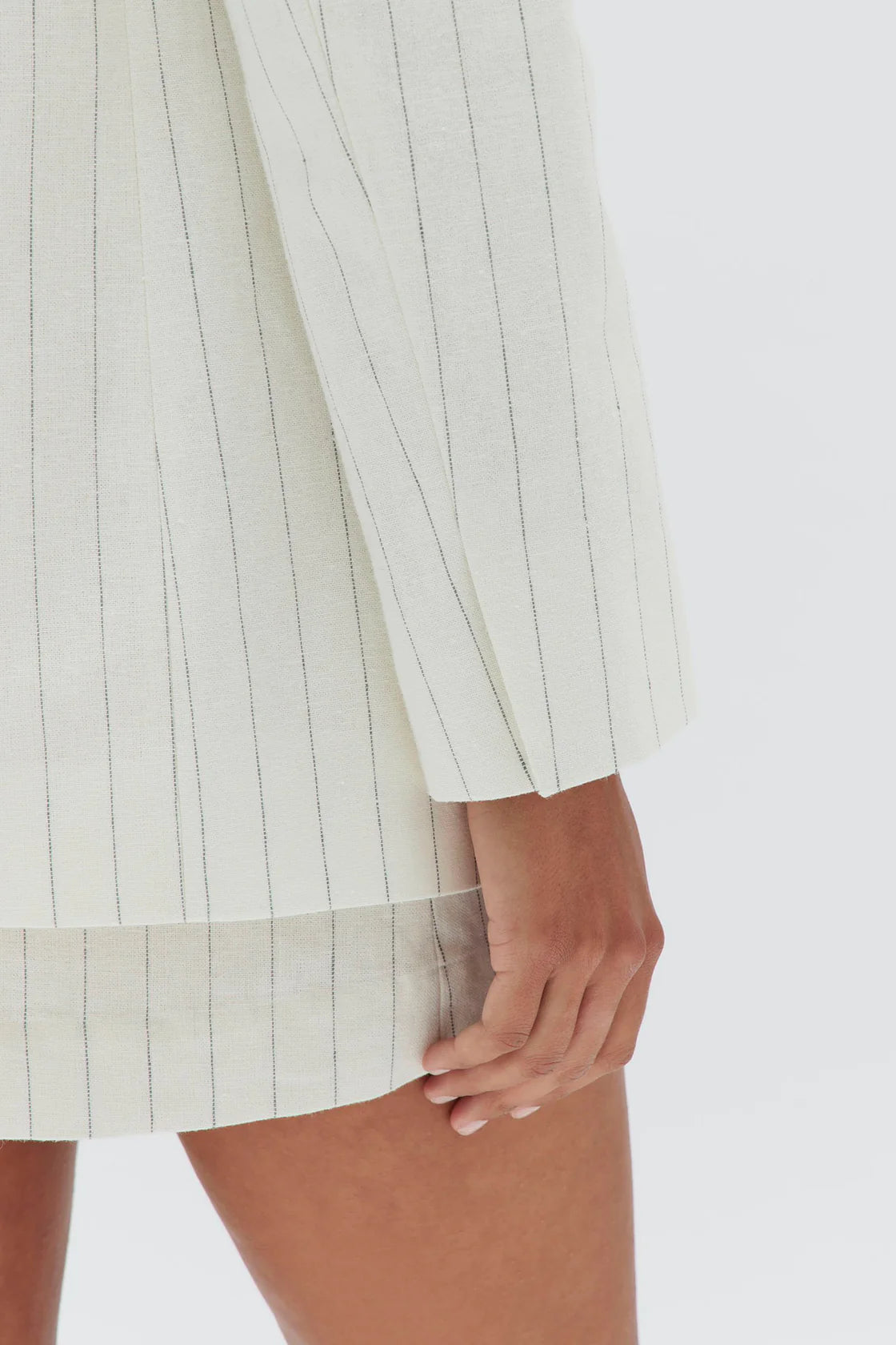 Leila Stripe Linen Jacket | Cream Pinstripe