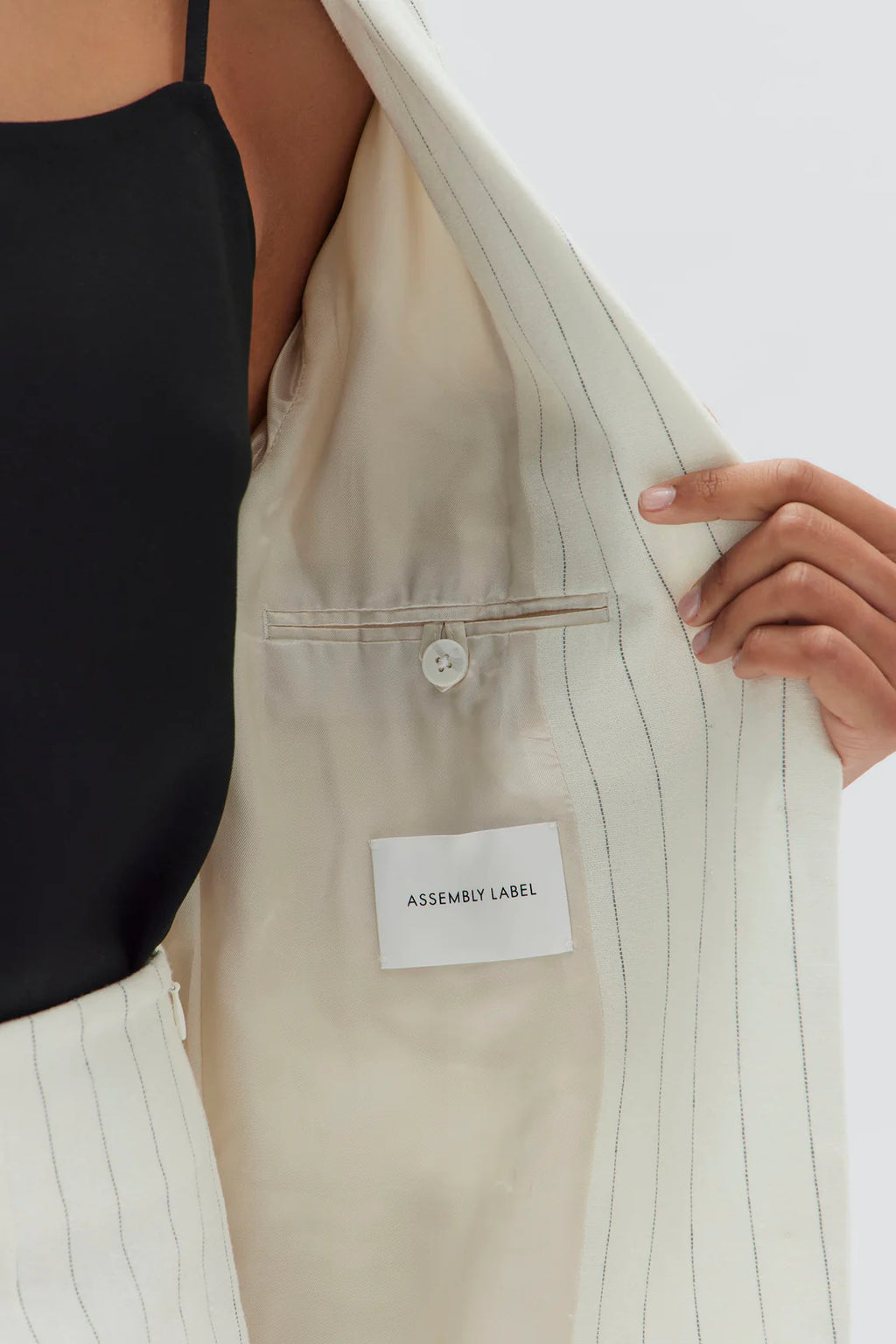 Leila Stripe Linen Jacket | Cream Pinstripe