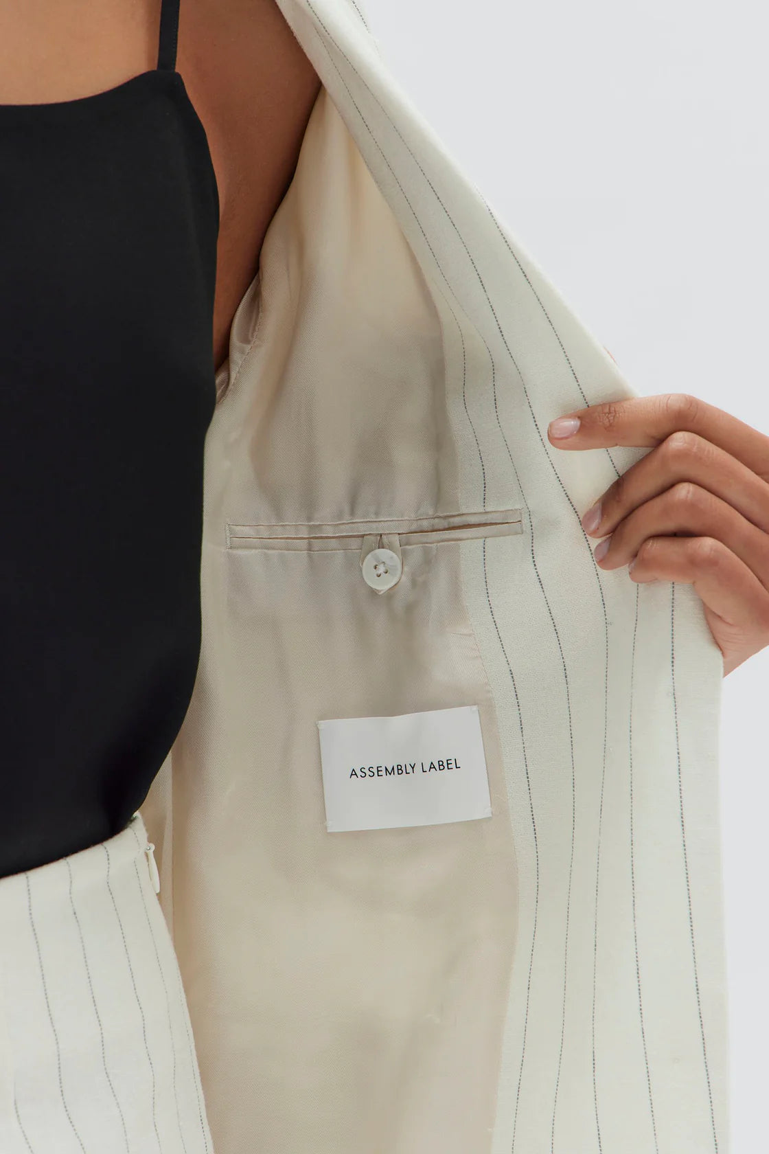 Leila Stripe Linen Jacket | Cream Pinstripe
