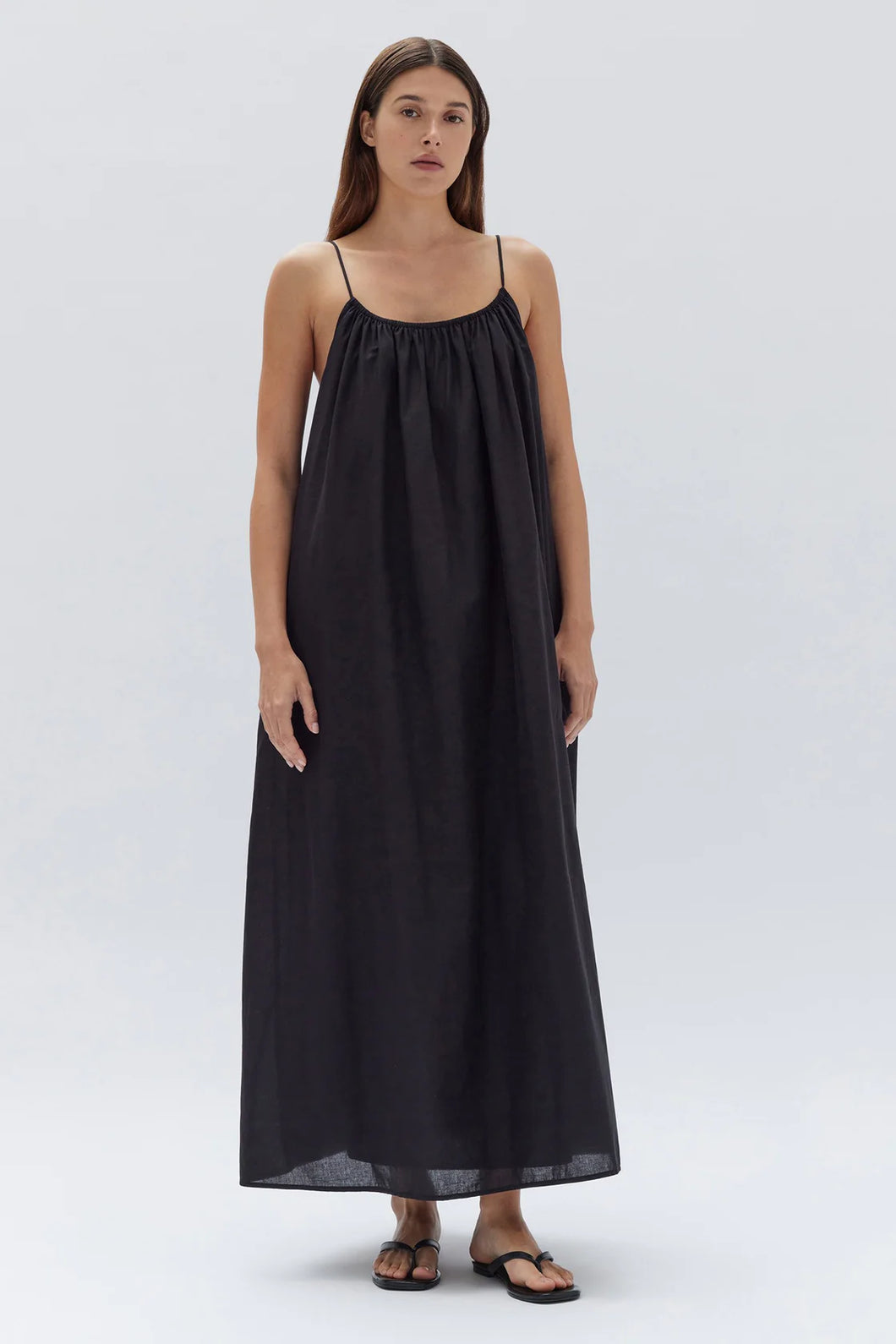 Rosalia Cotton Voile Maxi Dress | Black