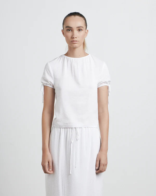 The Gathered Tie Blouse | White