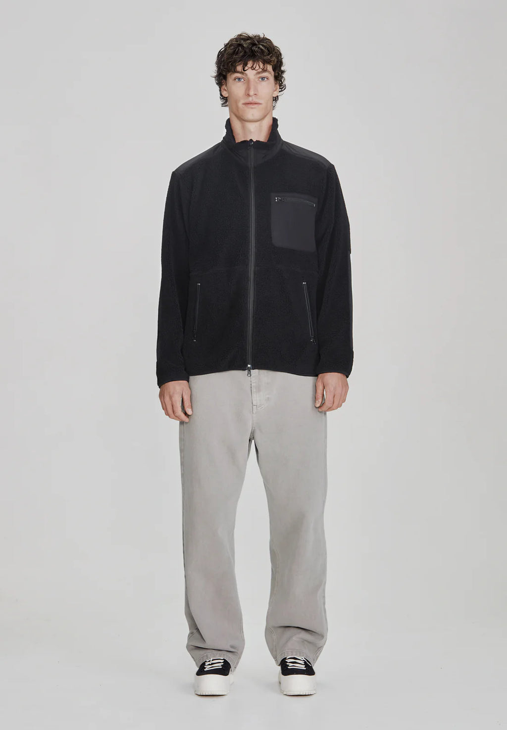 Mens Sherpa Zip Through | Black
