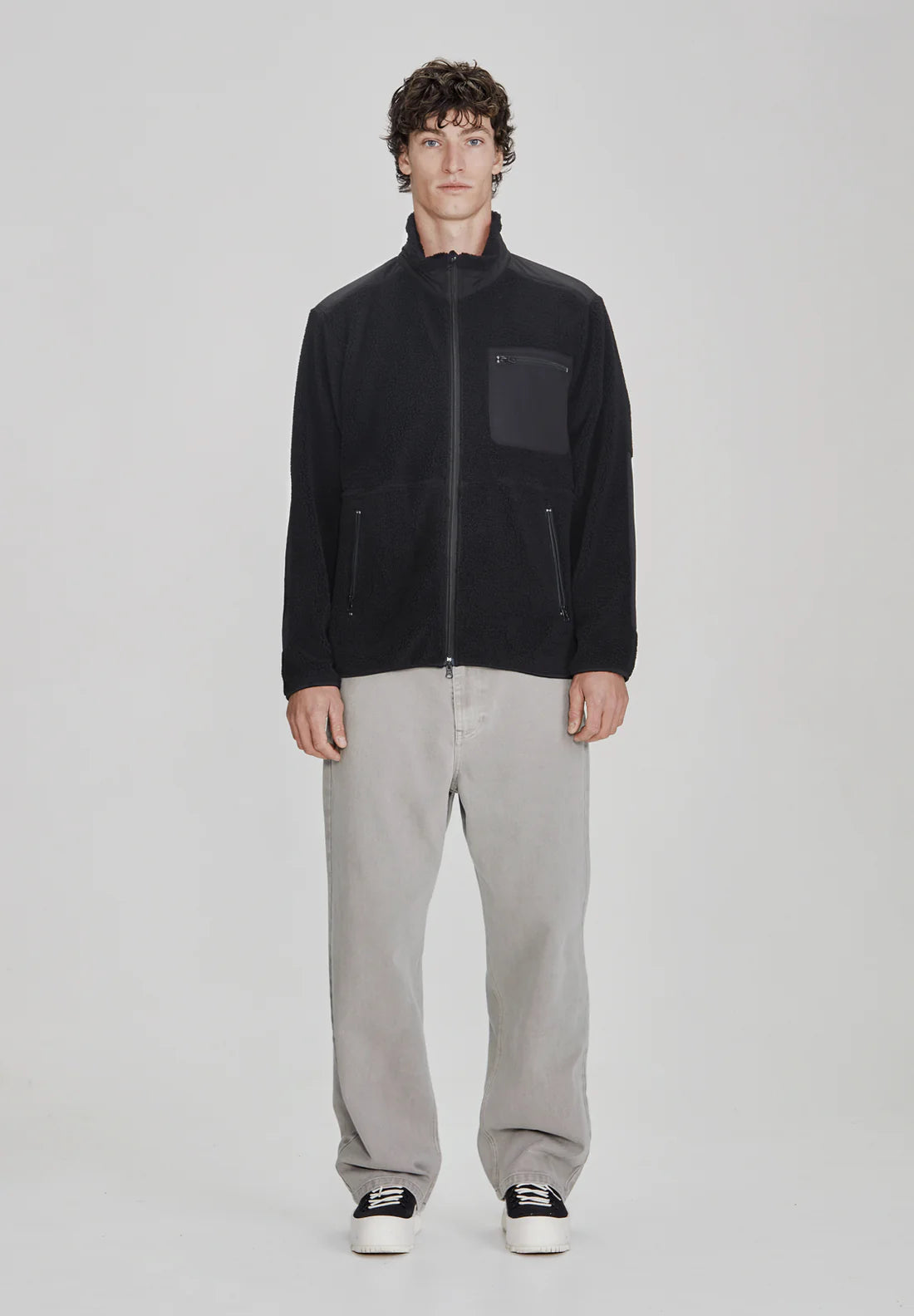 Mens Sherpa Zip Through | Black
