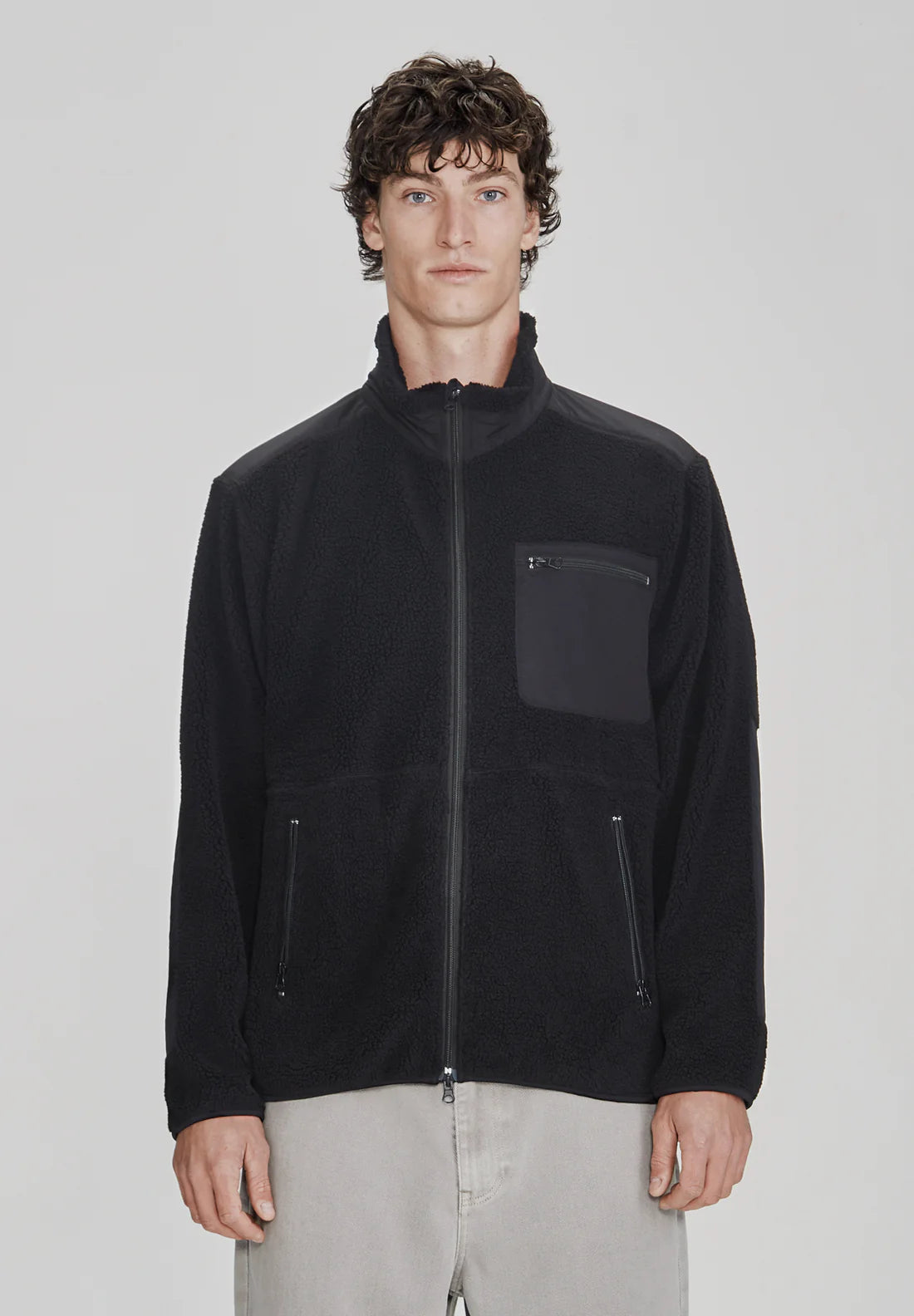Mens Sherpa Zip Through | Black
