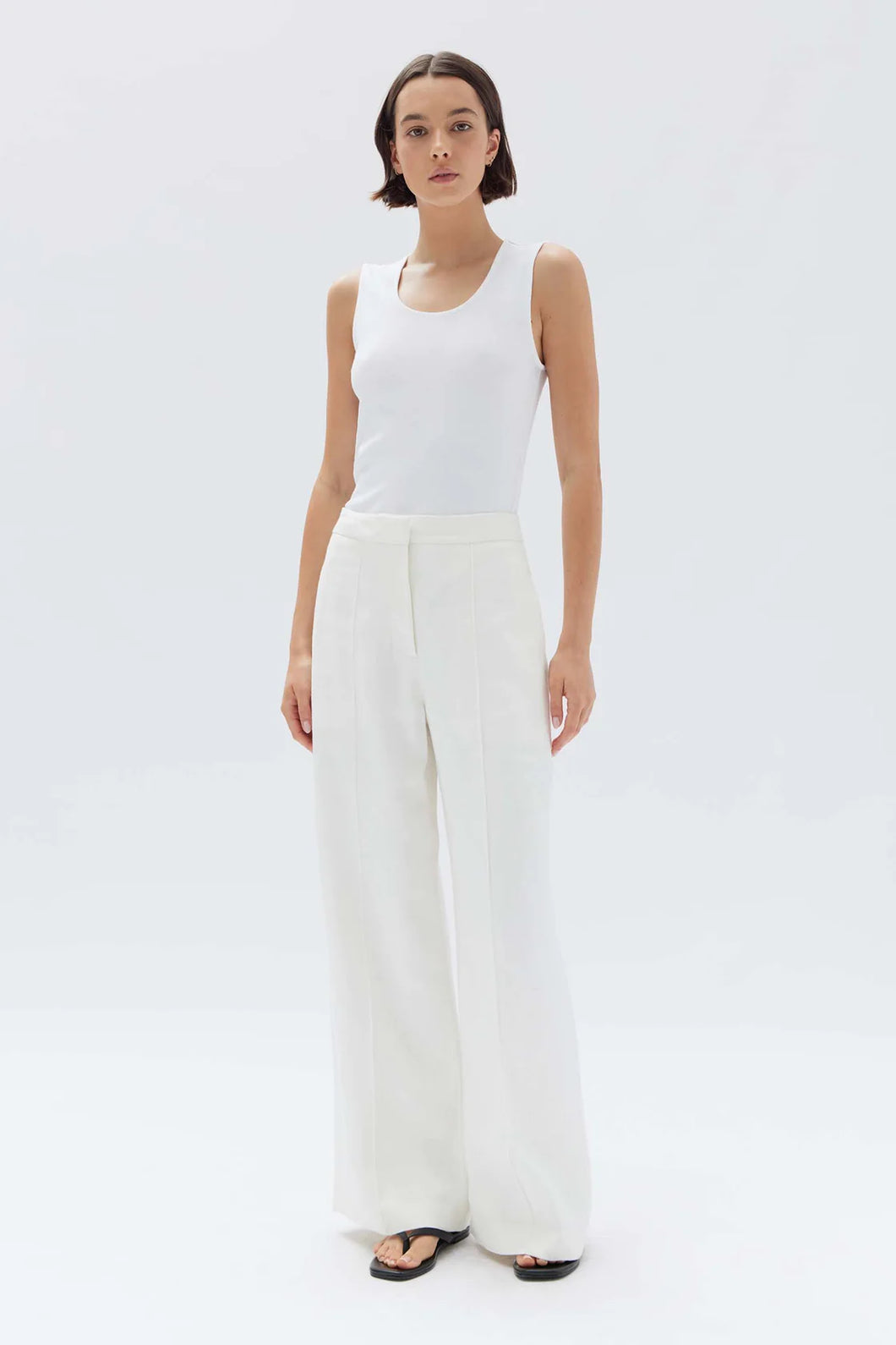 Melinda Linen Trouser | White