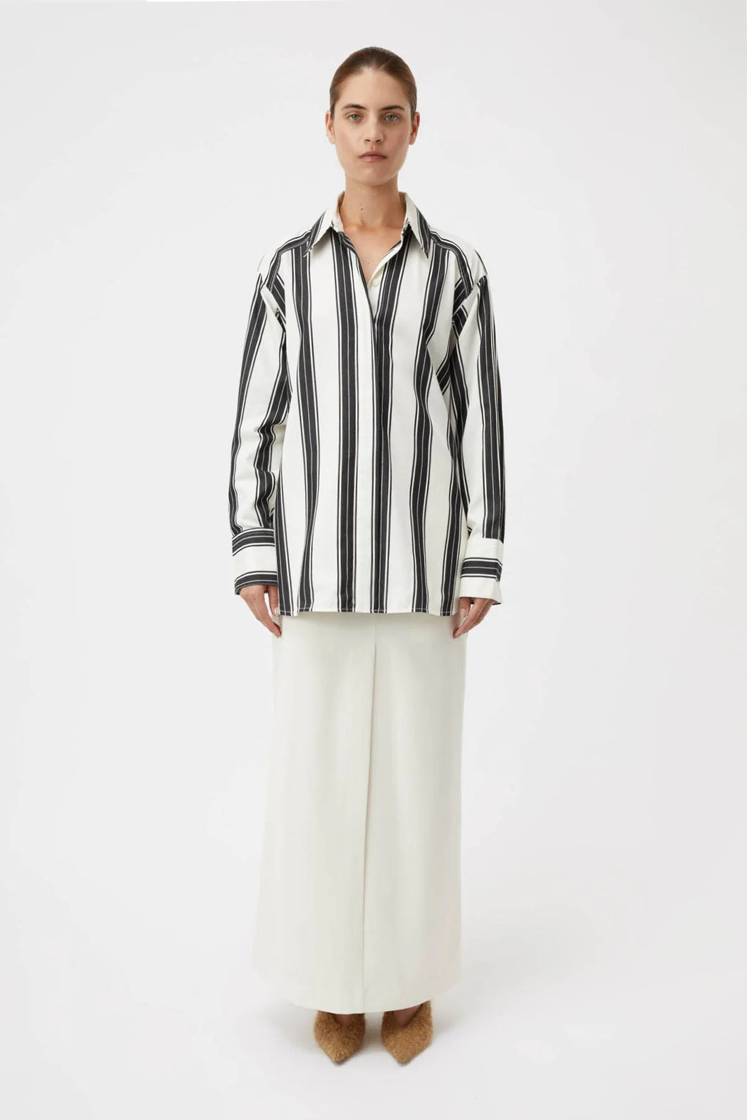 Kiah Shirt | Black and Cream Stripe