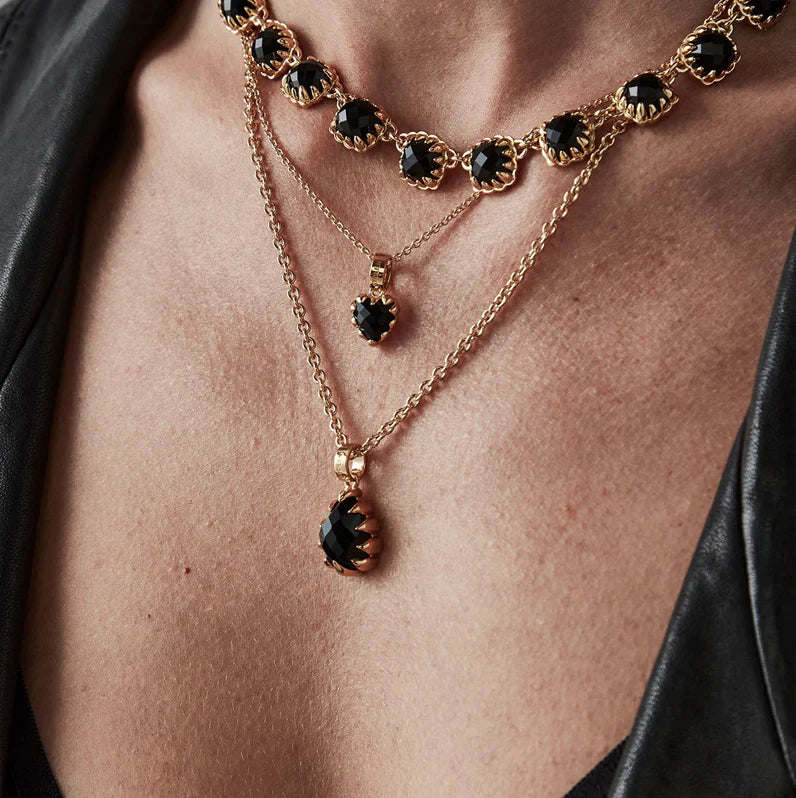 STOLEN GIRLFRIENDS CLUB Love Claw Teardrop Necklace | Onyx Gold