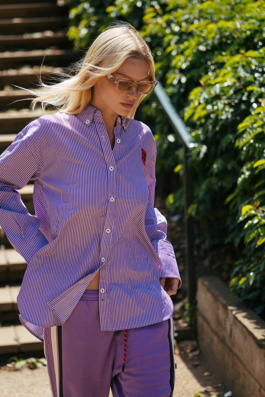 ARAMINTA JAMES Bisous Cotton Stripe Shirt | Violet