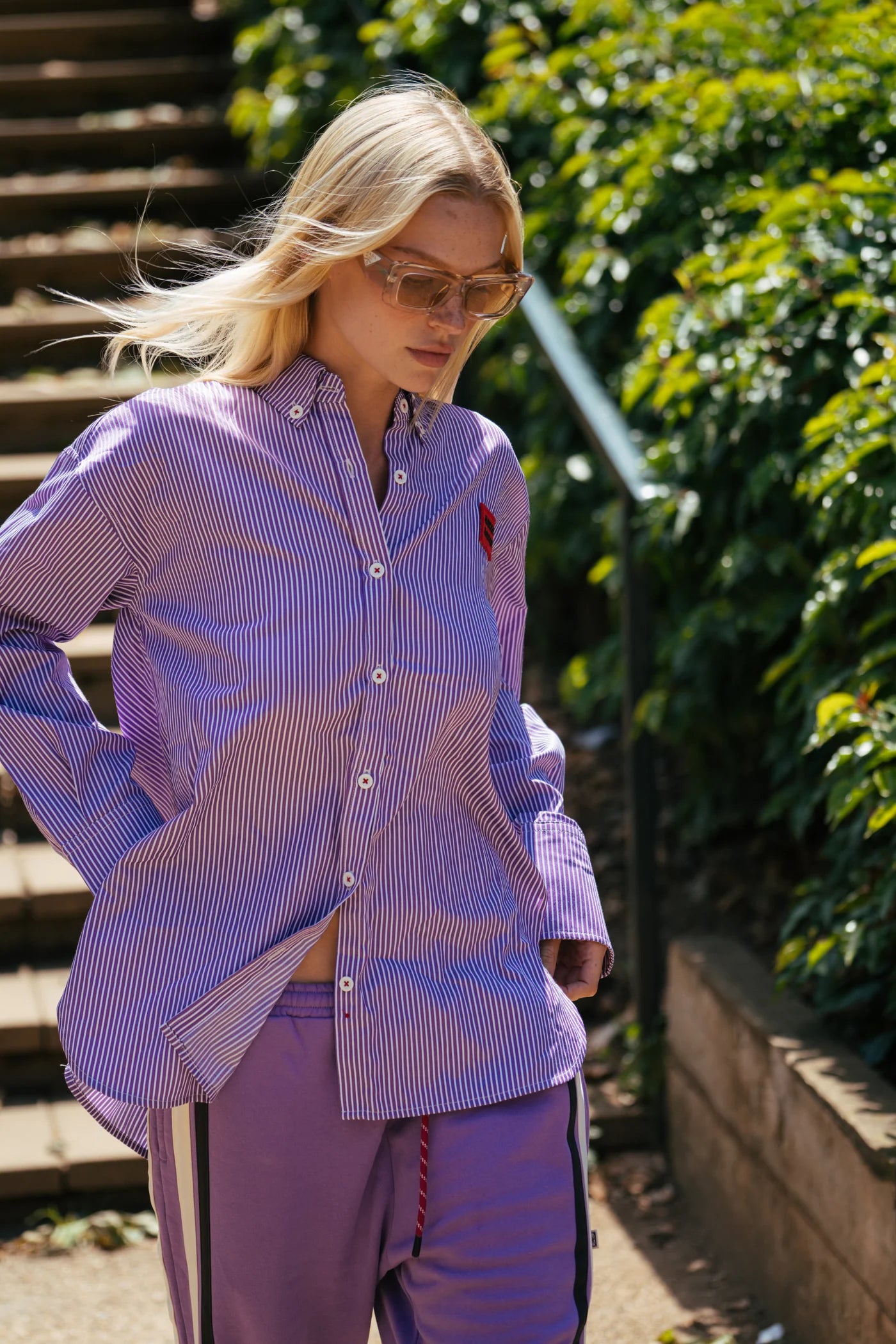 ARAMINTA JAMES Bisous Cotton Stripe Shirt | Violet