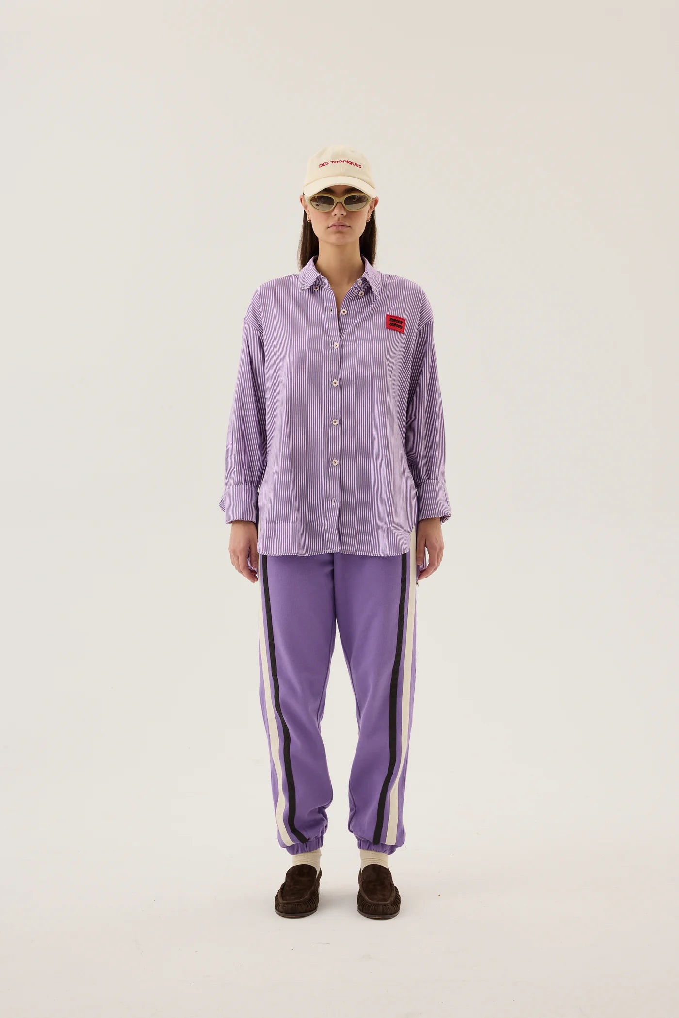 ARAMINTA JAMES Bisous Cotton Stripe Shirt | Violet