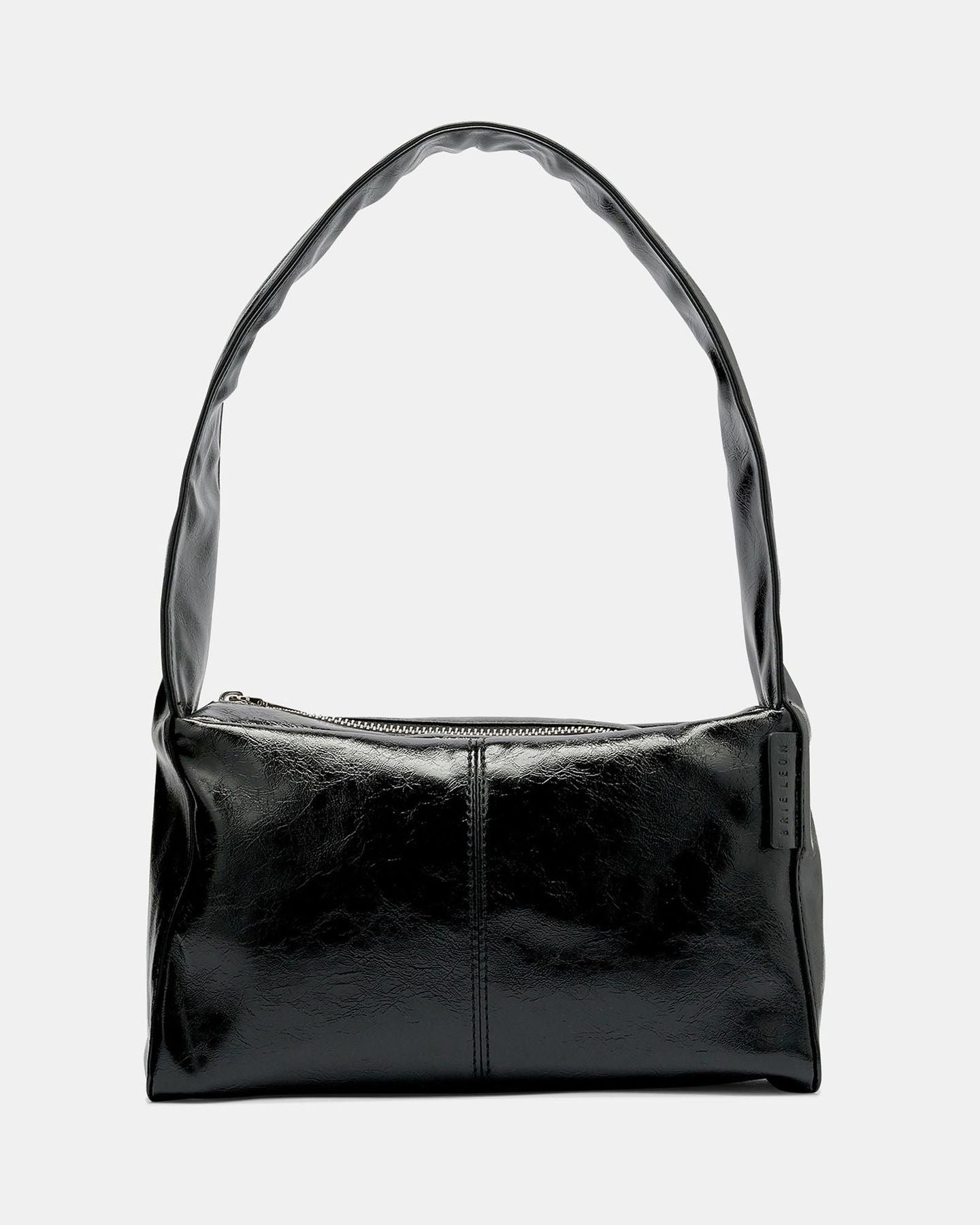 Luca Shoulder Bag | Black Glossy Crinkle