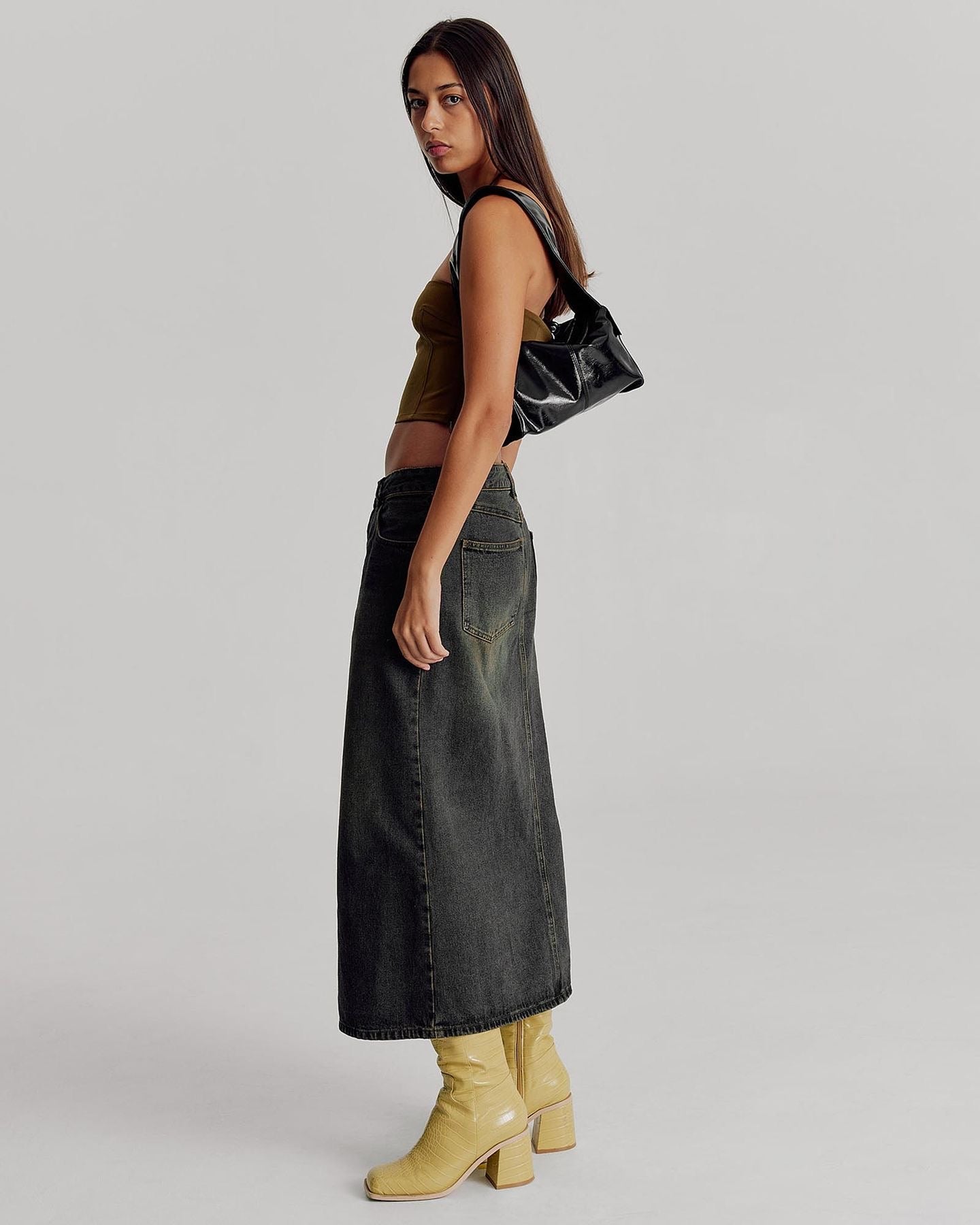 Luca Shoulder Bag | Black Glossy Crinkle