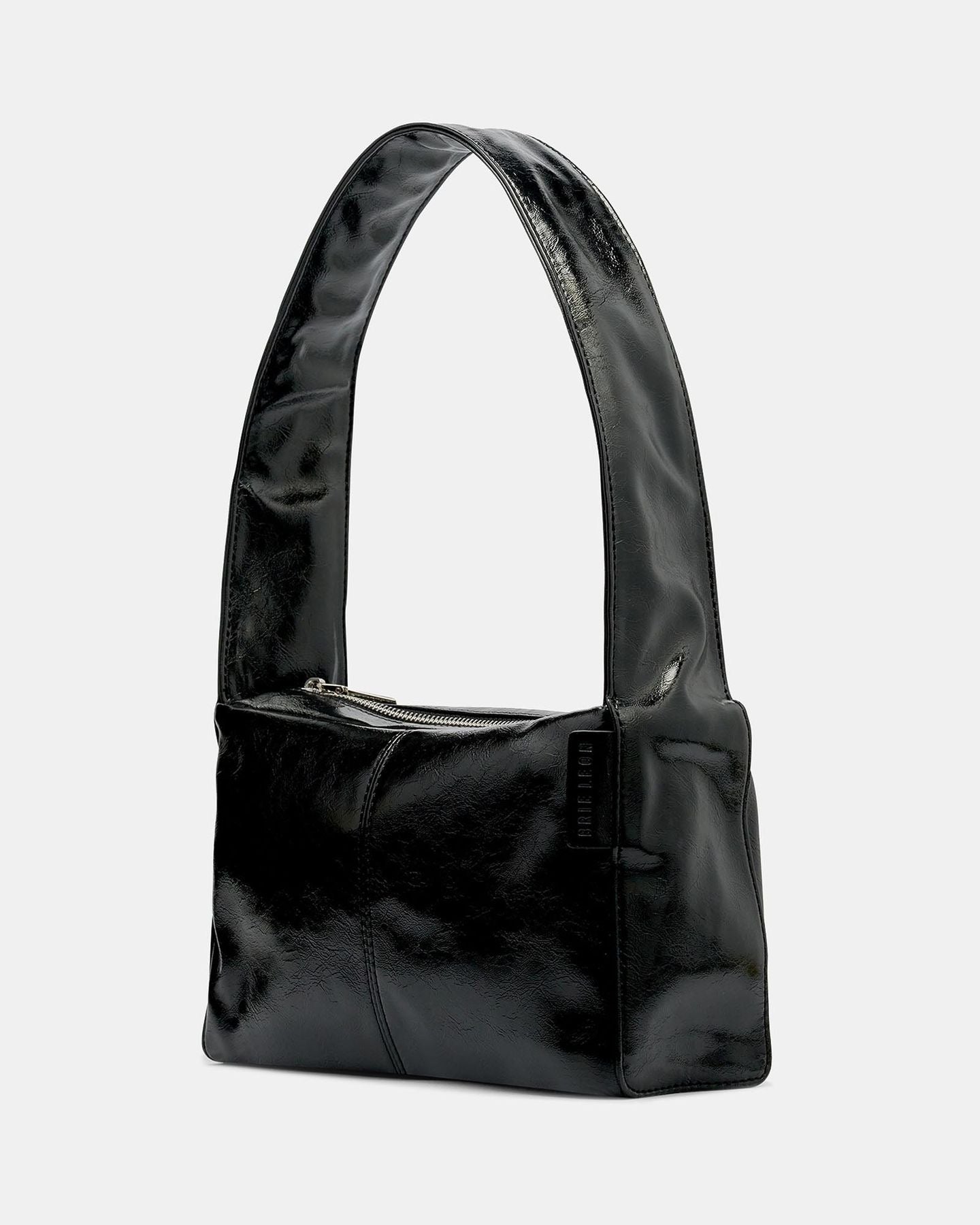 Luca Shoulder Bag | Black Glossy Crinkle