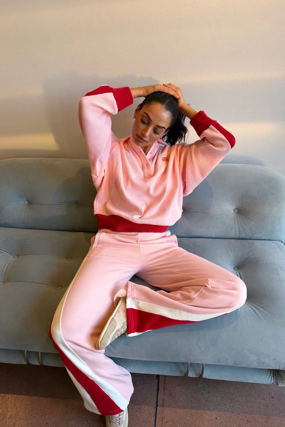 ARAMINTA JAMES Waffle Splice Sweat Shirt | Ballet Pink
